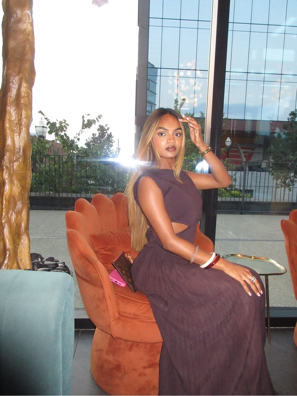Sleeveless Brown Maxi Dress - Picture 4 of 5